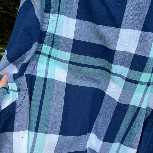 Men’s Ole Navy Blue Plaid Button Down Large - Picture 3 of 4